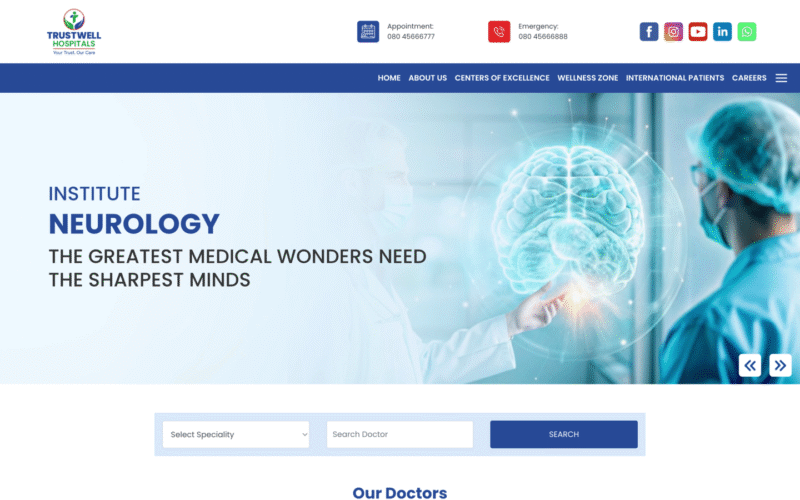 Project Created for Trustwell Hospitals using PHP as technology base