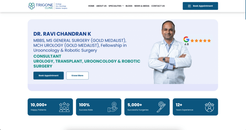 Project Created for Trigone Clinic – Dr. Ravichandran using PHP as technology base