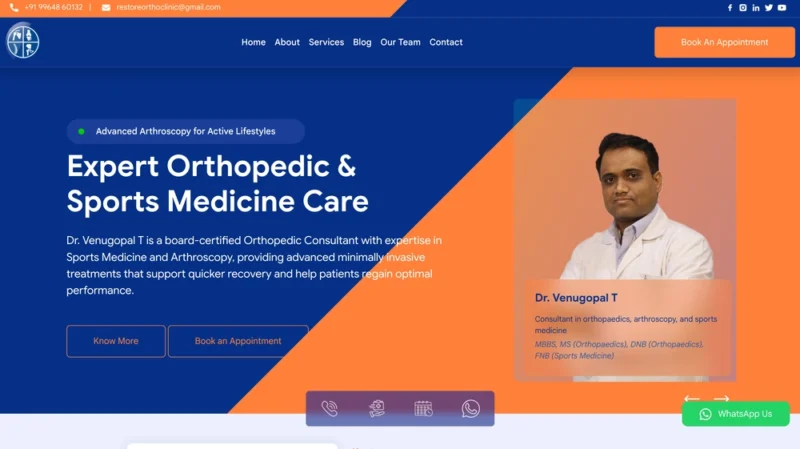 Project Created for Sports Surgeon using PHP as technology base
