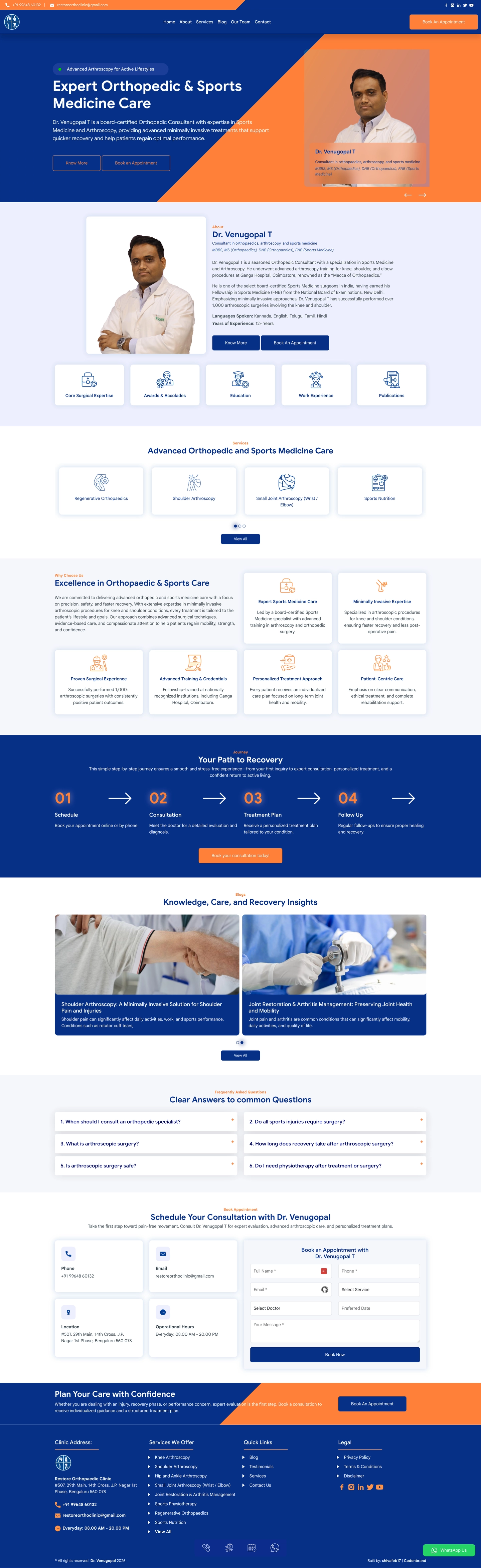 Custom Doctor Portfolio Website – Sports Surgeon