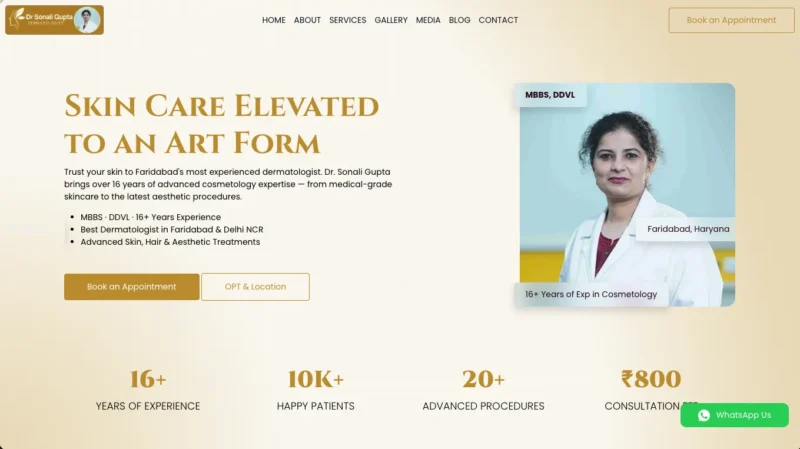 Project Created for Dr. Sonali Gupta using PHP as technology base